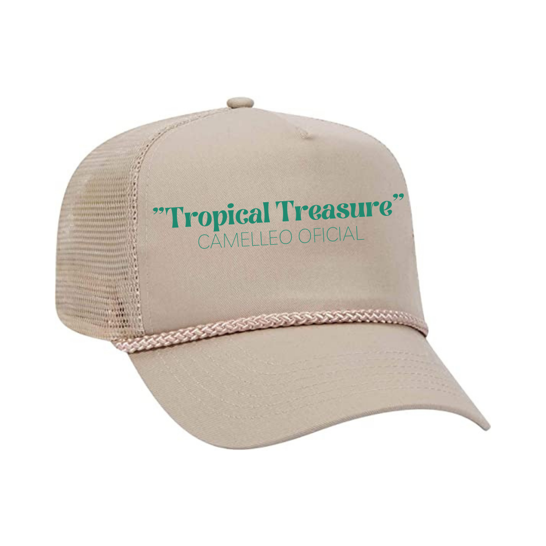 TROPICAL TREASURE CAMELLEO TRUCKER HAT (TAN)